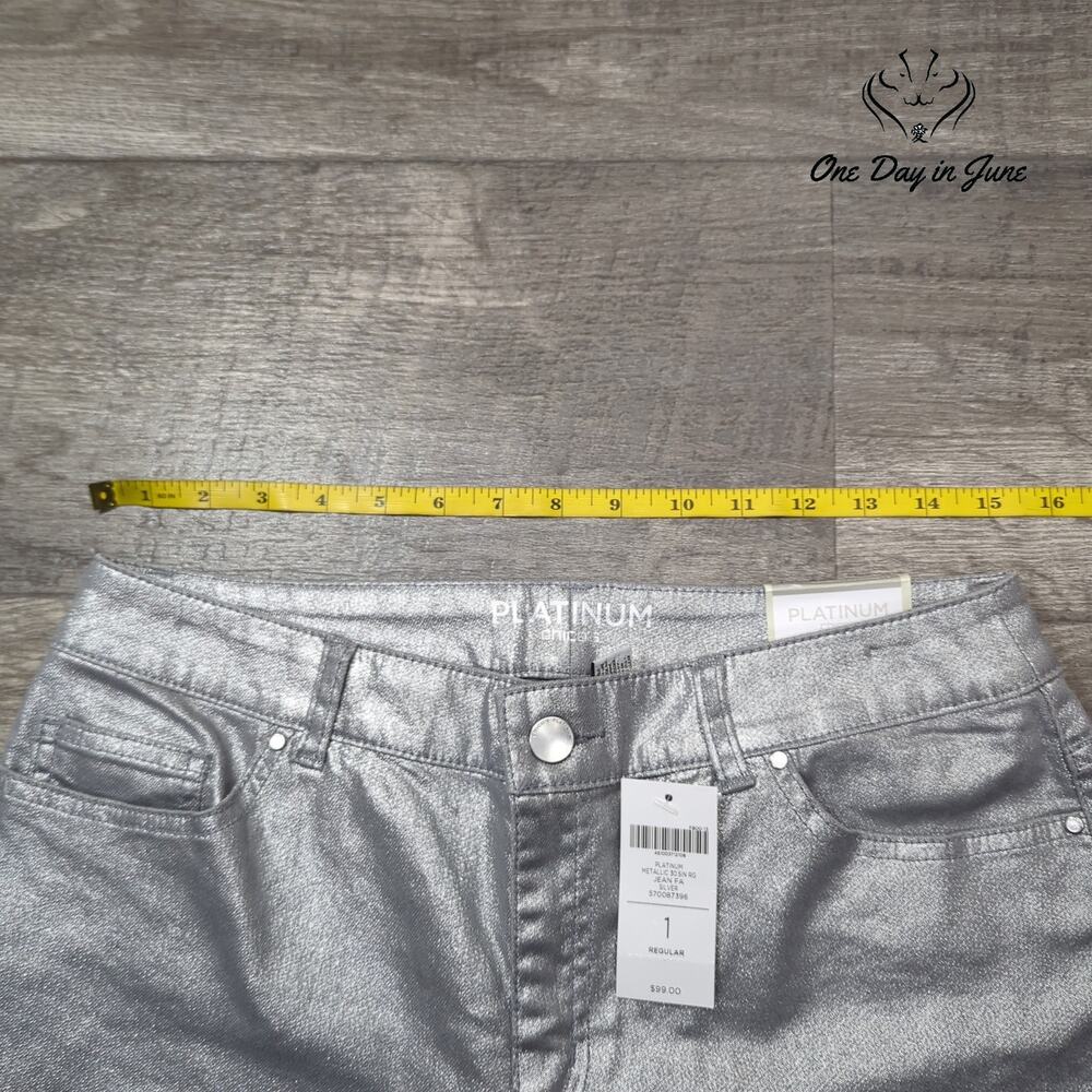 Chico's Metallic Slim Leg Jeans Size Chico's 1 (8) - Picture 3 of 6